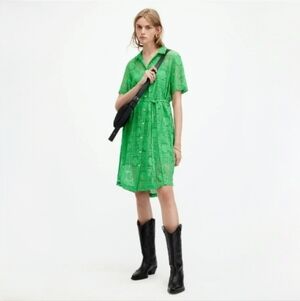 ALL SAINTS Athea Crochet Mini Shirt Dress No Slip Nor Belt Cover Up